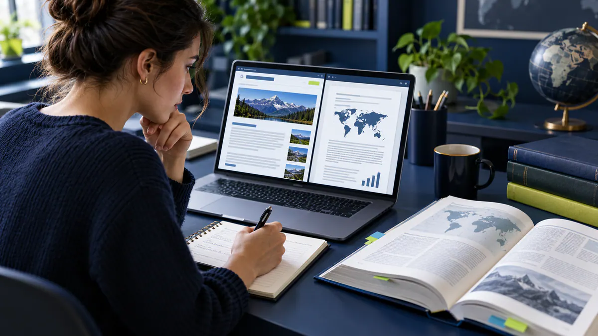Planning materials and an abstract screen for review and refresh existing website content.