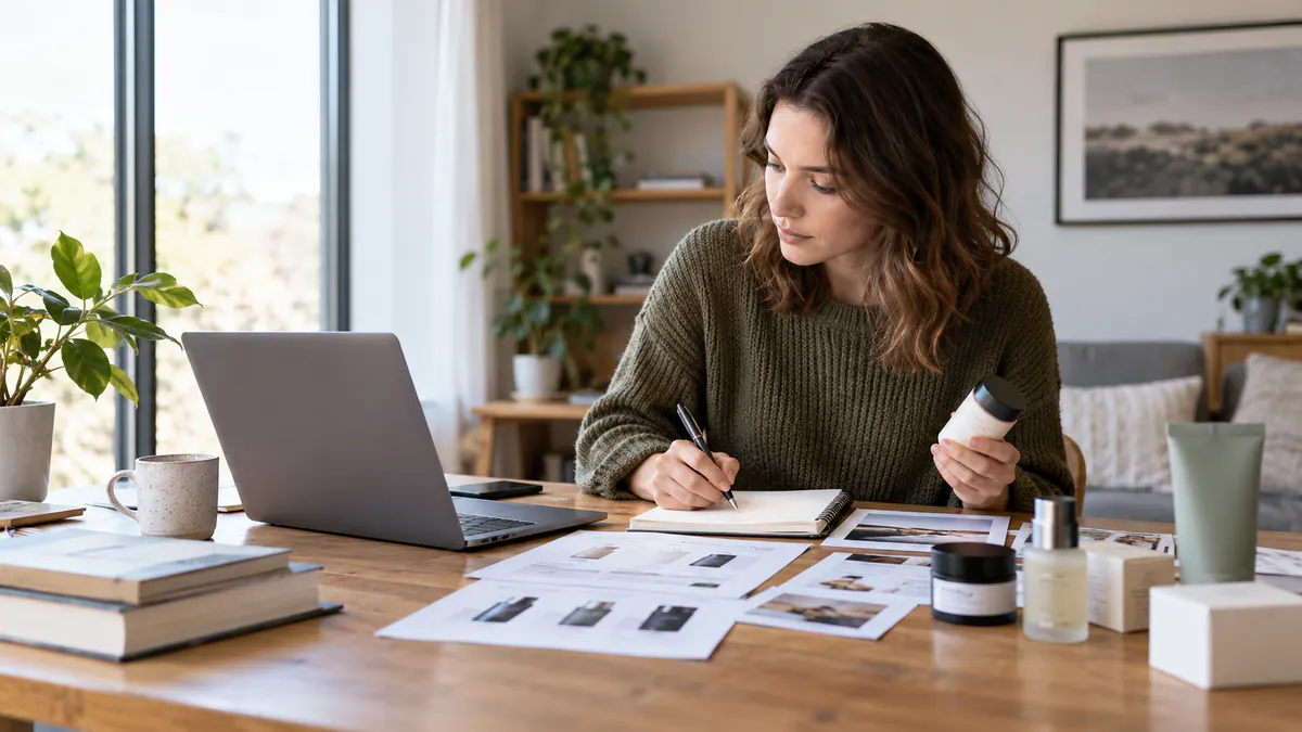 Planning materials and an abstract screen for affiliate content for ecommerce: disclosure and editorial standards.
