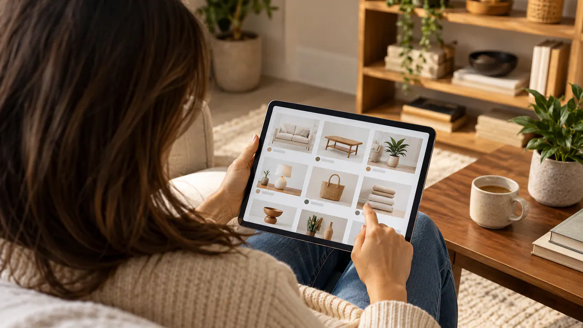 Planning materials and an abstract screen for plan ecommerce category page content.