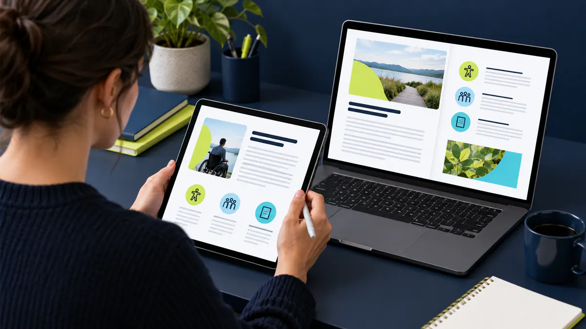 Planning materials and an abstract screen for lead magnet that helps the right audience.