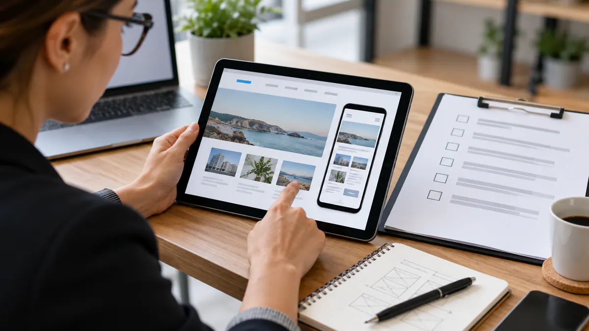 Planning materials and an abstract screen for run a practical digital marketing audit.