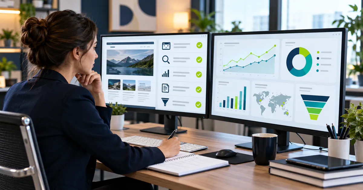 Marketing team planning run a practical digital marketing audit in a modern workspace.